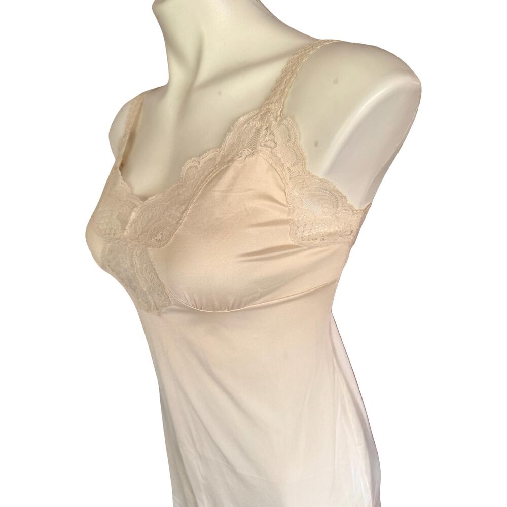 Vintage Illusion Full Slip Sz 34 Ivory Lace Ladder Strap Bodice Pinup Lingerie - Picture 5 of 11